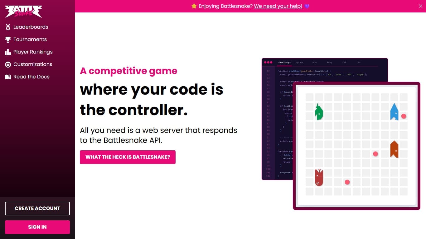 Battlesnake — ai competition programming game screenshot 2
