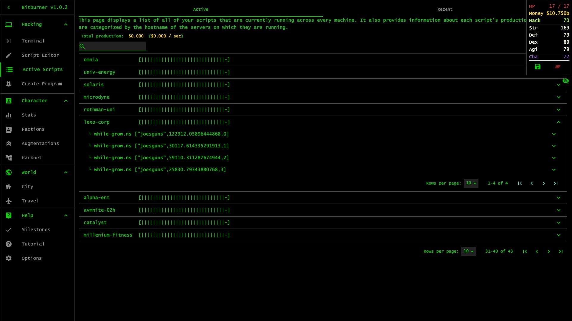 Bitburner — incremental programming game screenshot 2