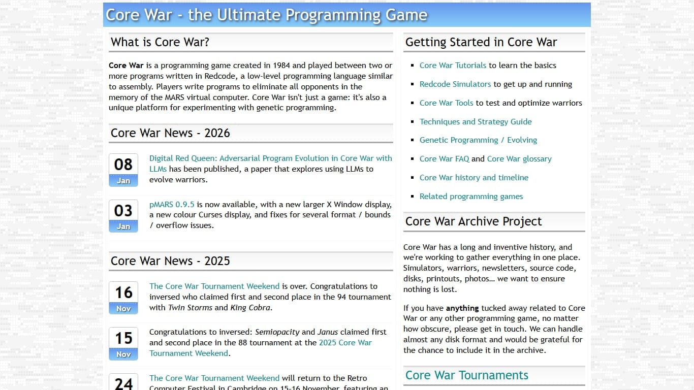 Core War — bot arena programming game screenshot