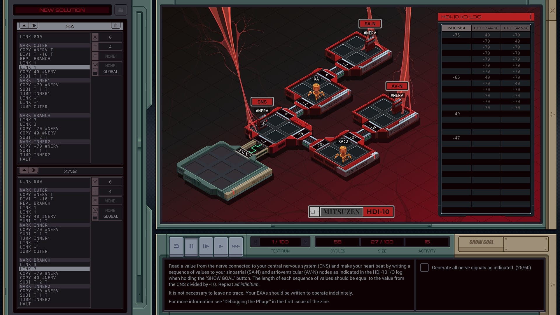 EXAPUNKS — hacking / terminal programming game screenshot