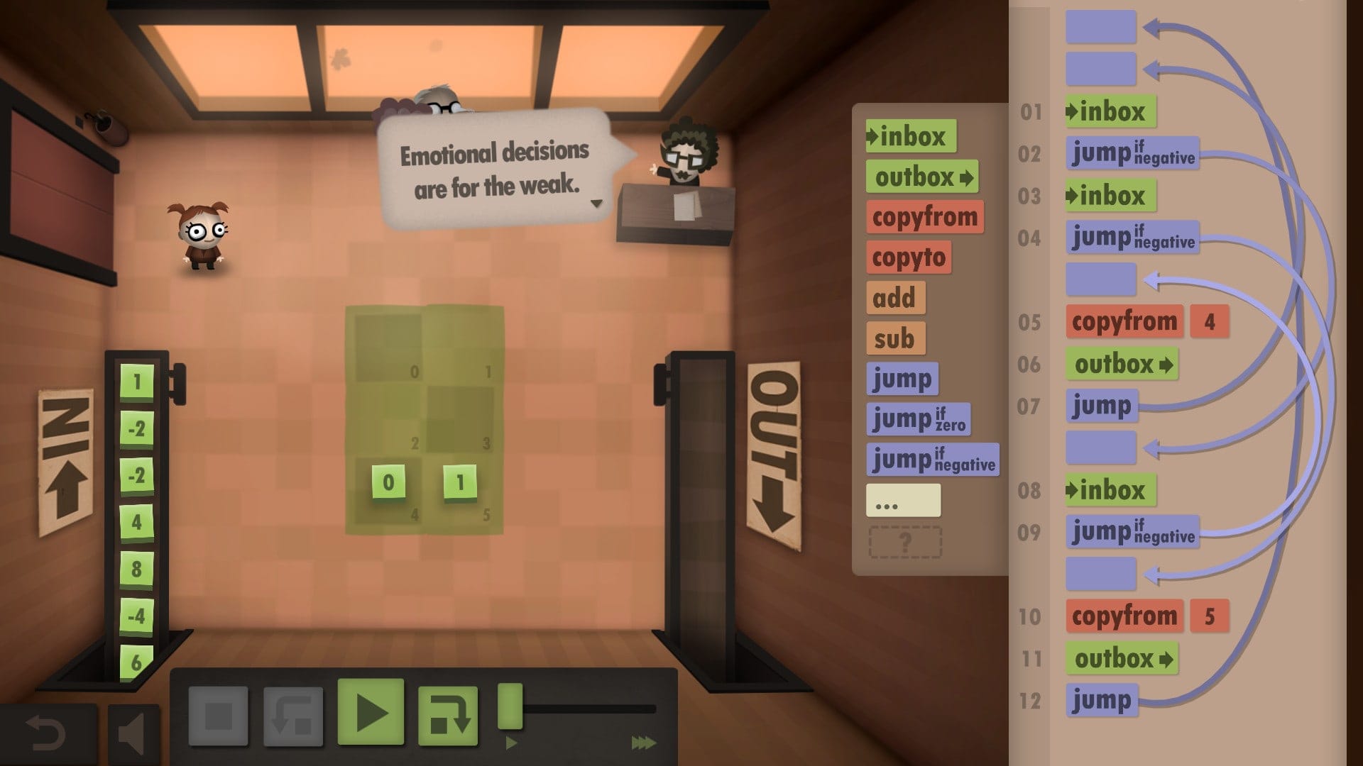 Human Resource Machine — visual puzzle programming game screenshot 2