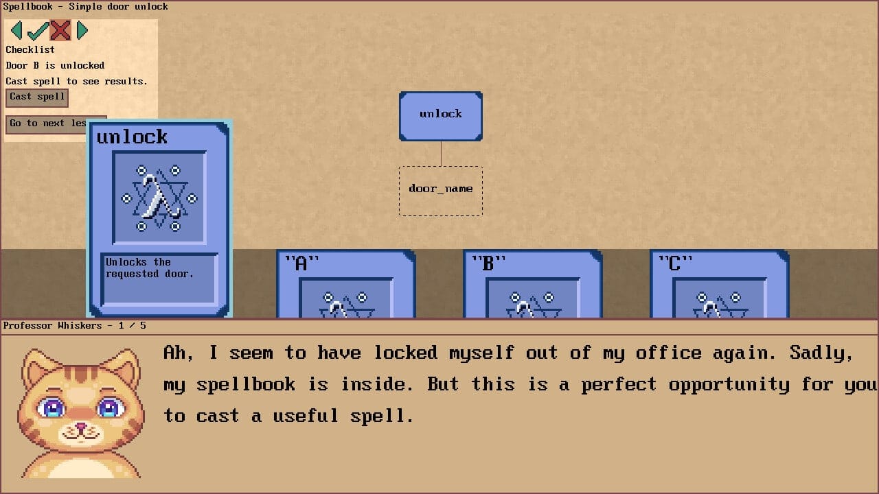 Lambda Spellcrafting Academy — visual puzzle programming game screenshot
