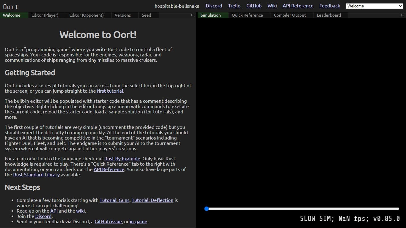 Oort — ai competition programming game screenshot