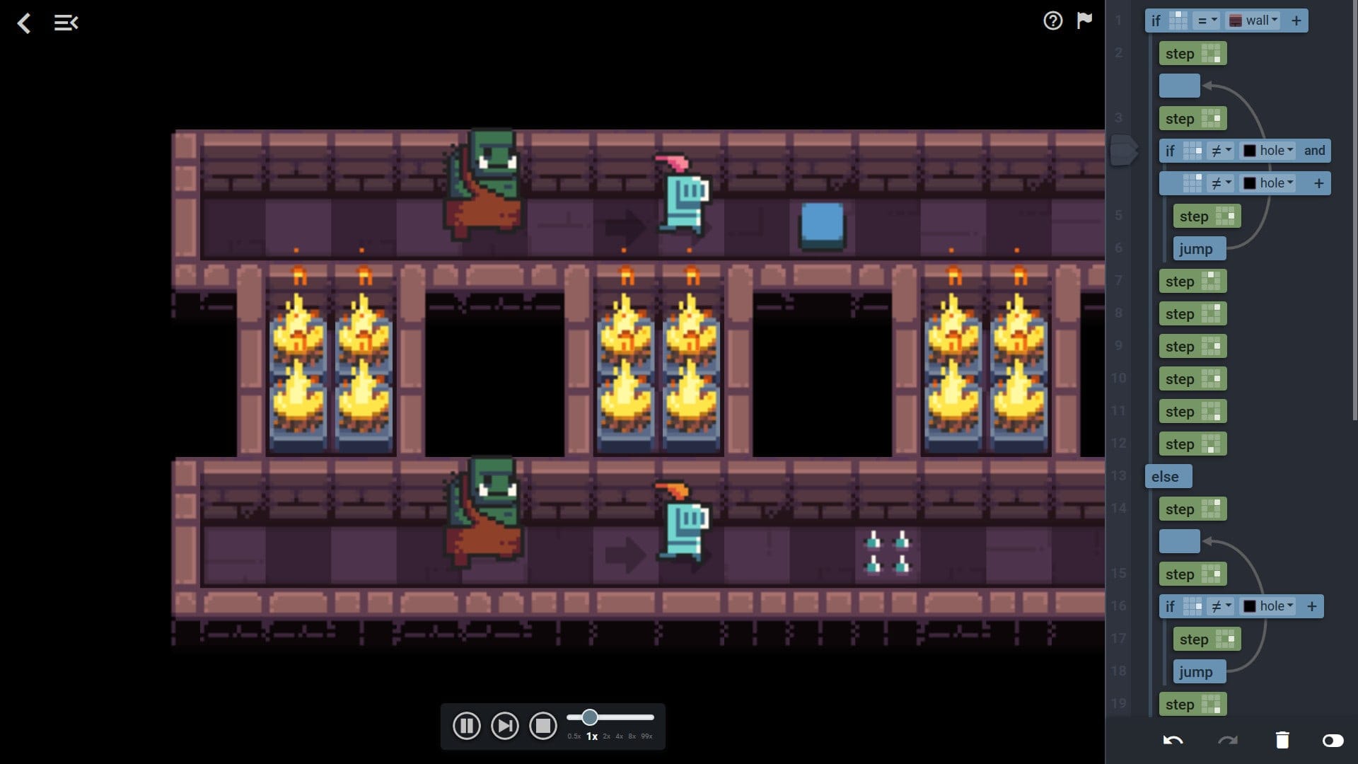 Selfless Heroes — visual puzzle programming game screenshot 2