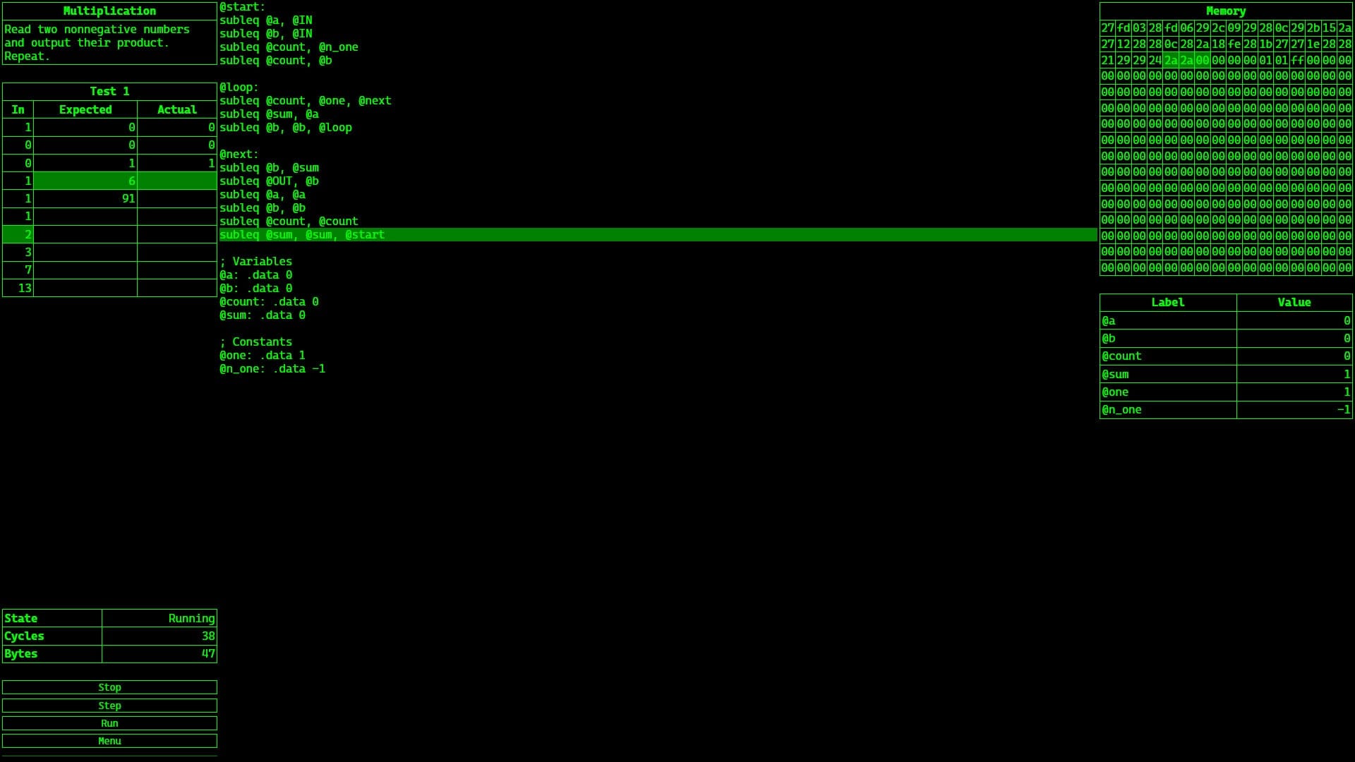 SIC-1 — assembly puzzle programming game screenshot