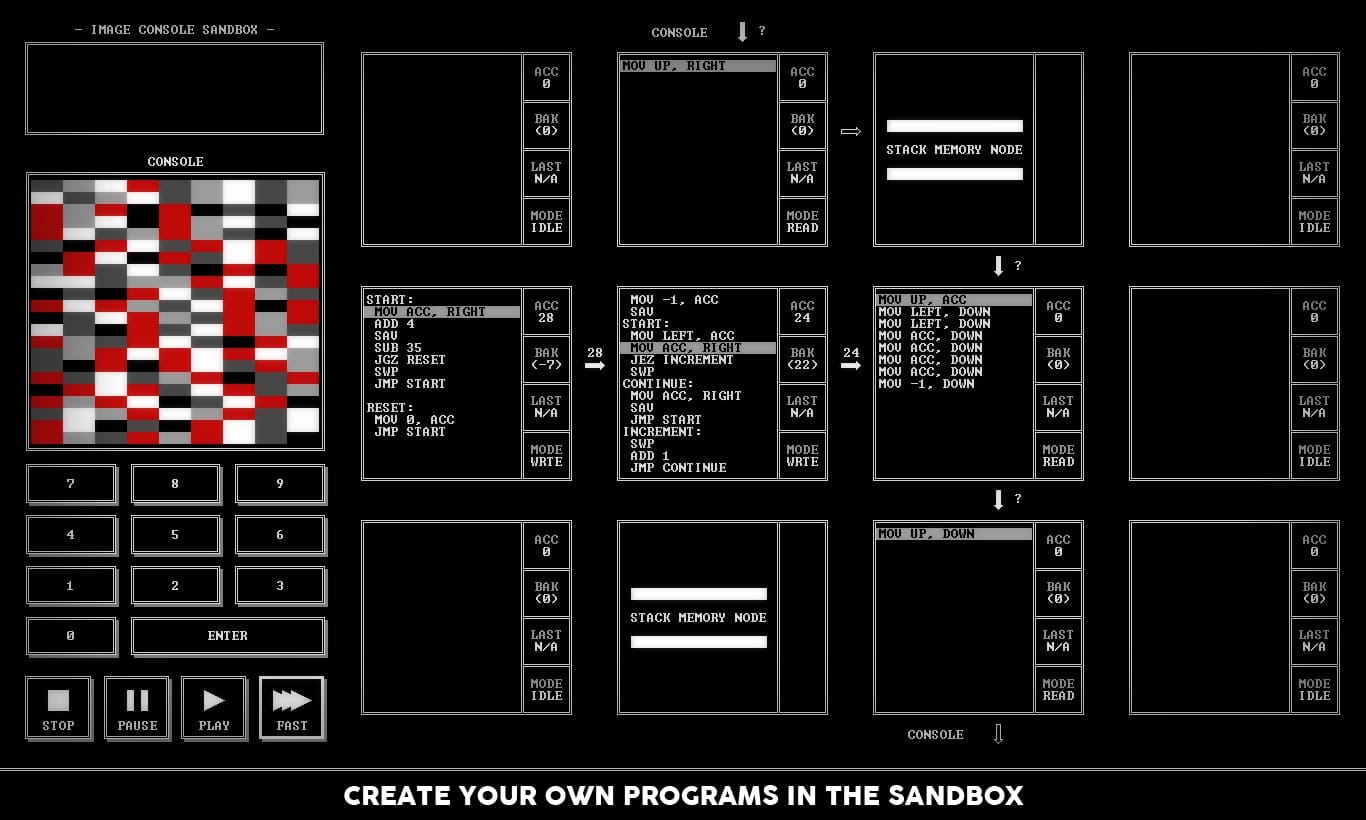 TIS-100 — assembly puzzle programming game screenshot 2